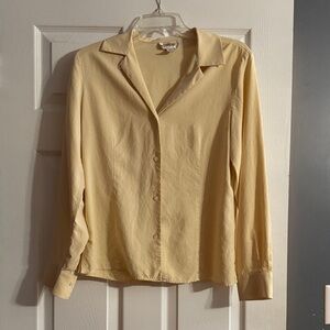 Vintage 100% Silk Butter Yellow Blouse
